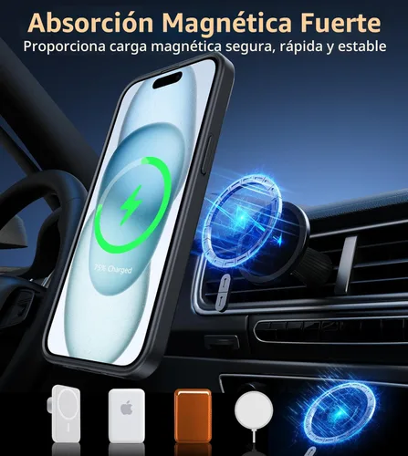 Vista 4 de FNTCASE - Funda para iPhone 15, iPhone 14 y iPhone 13, magnética, translúcida, fina y antigolpes, protección de grado militar, resistente a caídas