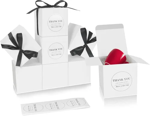 Vista 41 de COTOPHER 100 cajas de regalo pequeñas, cajas de regalo de 2 x 2 x 2 pulgadas, cajas de regalo de papel con cintas, caja de dulces para recuerdos