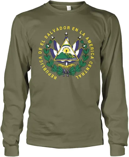 Vista 3 de Cybertela Camiseta de manga larga con escudo de armas de El Salvador para hombre Negro