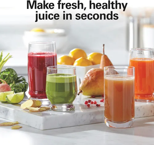 Vista 5 de Hamilton Beach Máquina exprimidora, canal de alimentación de boca grande de 3 pulgadas para frutas y verduras enteras, fácil de limpiar, extractor