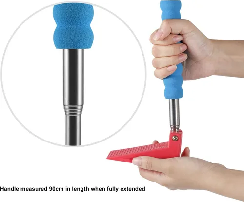 Vista 4 de Cuña de tope de puerta de mango largo – Juego de 2 – Cuña de goma resistente, ajustable, antideslizante, mango extensible para personas mayores