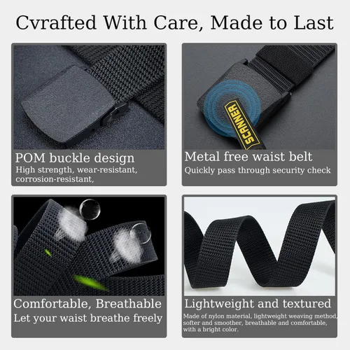 Vista 2 de YZRIZX Nylon Tactical Men Belt, Military Canvas Web Belts with Plastic Buckle, Casual Belt for Men Outdoor (Black)