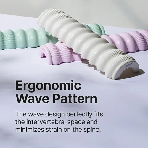 Vista 4 de Wave Pillow II - Herramienta de masaje para estiramiento de columna vertebral, corrector de alineación de columna vertebral para aliviar el dolor