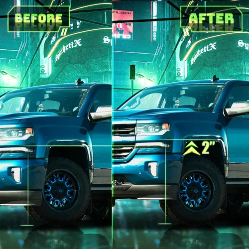 Vista 3 de Kit de elevación de nivelación de 2 pulgadas para Chevy Silverado GMC Sierra 1500 2WD 4WD 2007-2024 frontal, 2 espaciadores de puntales