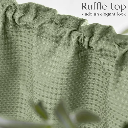 Vista 5 de Cenefa con textura de tejido waffle para cocina, cortinas de ventana impermeables (60 x 18 pulgadas, Sage, un panel)