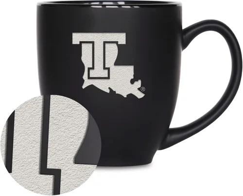 Rico Industries NCAA - Taza Bistro negra mate de 15 onzas, para bebidas calientes o frías, logotipo del equipo grabado para una sensación única