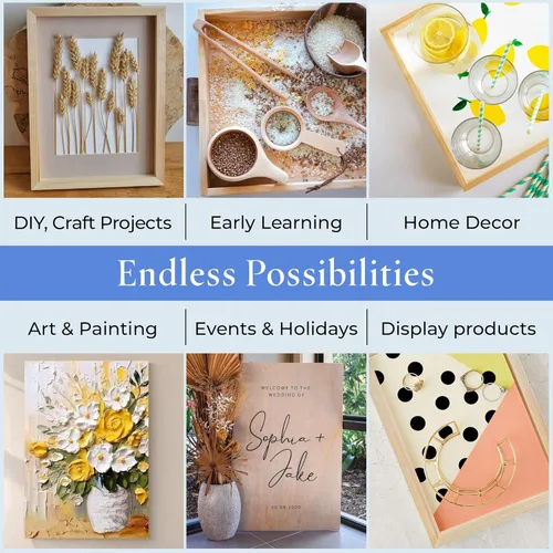 Vista 6 de Lienzo de madera cuadrado pequeño de 4 x 4 x 1-1/2 pulgadas, marcos de madera sin terminar, letreros de madera en blanco para manualidades