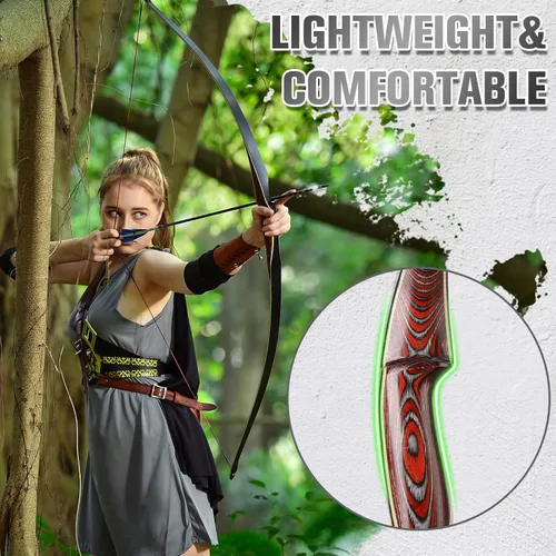 Vista 5 de Arco recurvo laminado de 58 pulgadas, arco de caza americano, 20-60 libras