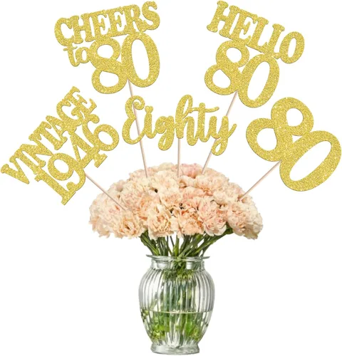 Vista 12 de 15 piezas de centro de mesa de feliz cumpleaños número 10 palos de diez dígitos dobles vintage 2015 centros de mesa de flores palos saludos a 10