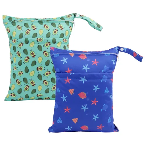 Vista 46 de ALVABABY 3 bolsas de pañales de tela para bebé de Halloween, impermeables, reutilizables, con dos bolsillos con cremallera, para viajes, playa