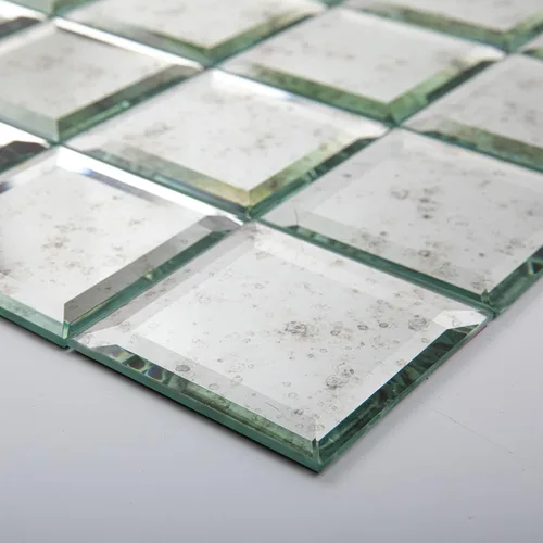 Vista 8 de Azulejo de espejo de vidrio biselado antiguo de 3 x 3 pulgadas para pared de cocina, baño (32 piezas)