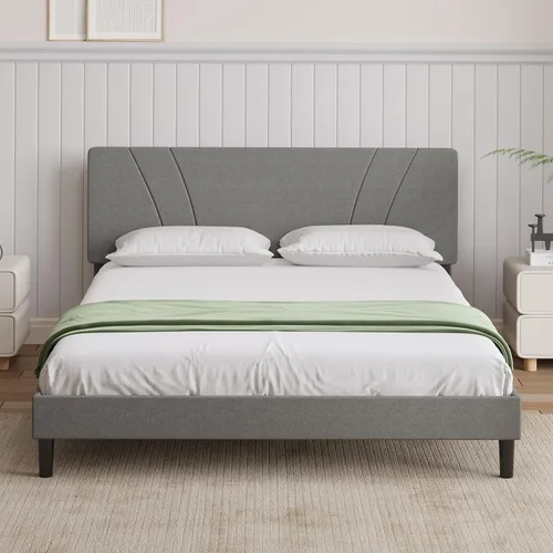 Vista 77 de Novilla Base de cama de plataforma tamaño Queen con cabecera ajustable tapizada, marco de cama Queen, no necesita somier, sin ruido, fácil montaje