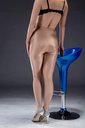 Vista 3 de KFFYEYE Medias de control de grosor superior para mujer, ultra brillantes, elásticas y con pies