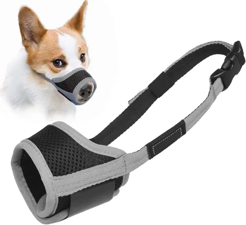 Vista 31 de LuckyPAW - Bozal para perros antimordidas, antiladridos y antimasticación, con tela suave de malla cómoda y correa ajustable, apto para perros