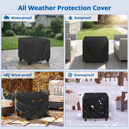 Vista 5 de SunPatio Funda otomana para exteriores, funda cuadrada impermeable para mesa de café, fundas para muebles de patio, protección para todo