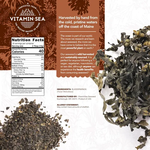 Vista 6 de VITAMINSEA Bladderwrack Algas secas Algas marinas silvestres del Atlántico Norte para aperitivos, condimentos, sopas y ensaladas Rico