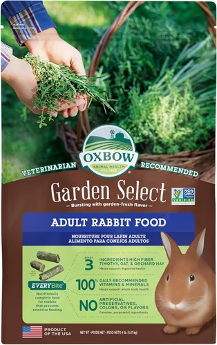 Oxbow Garden Select Comida para Conejos, Conejo Adulto, Hecho con Heno Timothy de Oxbow, Pellets de Comida para Mascotas Ricos en Vitaminas y