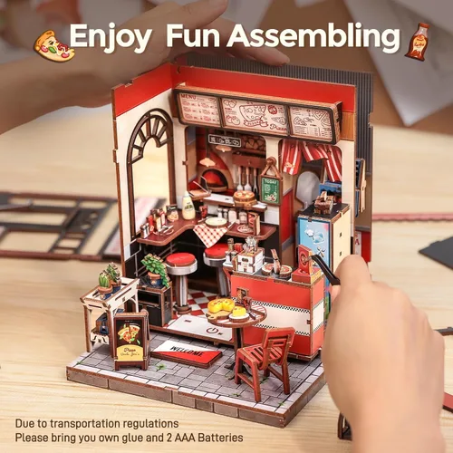 Vista 7 de CUTEBEE - Kit de rincón de libros - Kit de casa de muñecas en miniatura DIY para adultos y adolescentes, decoración de estantería de casa de libros