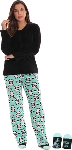 Vista 2 de Just Love - Conjunto de pijama para mujer de pantalón afelpado y medias a juego con frases