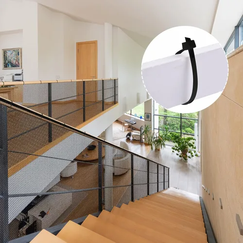 Vista 4 de Shappy Red de balcón para mascotas de 16.5 x 2.5 pies, anticaídas, para gatos y perros, malla para balcón, malla de protección de pantalla