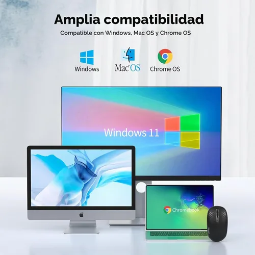 Vista 7 de Tecknet Mouse inalámbrico, mouse silencioso de 2.4 GHz con receptor USB, 4 botones, portátil, inalámbrico, para Chromebook, laptop, computadora Negro