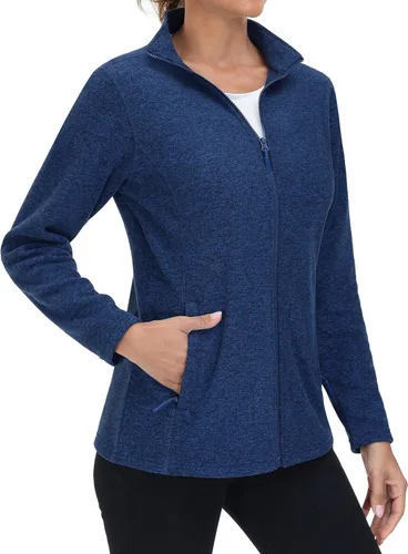 Vista 2 de MAGCOMSEN Chaqueta de Forro Polar para Mujer con Cremallera Completa Ligera Suave Polar Cálida Chaquetas de Invierno para Mujer con Bolsillos