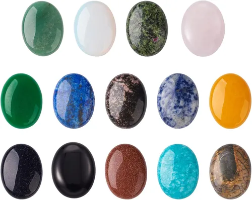 Vista 10 de Crafans Flat Back Gemstone Oval Cabochons Natural Stone Cabochons Healing Power Stone Chakra Crystal for Crafts DIY Jewelry Making Supplies