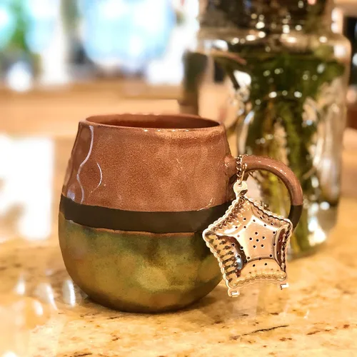 Vista 5 de Silver Star - Infusor de té celestial, metal, bisagra y hebilla con mango de cadena, para té de hojas sueltas