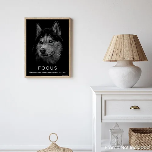 Vista 7 de Inspirational Wall Art Co. - Focus - Wolf Hustle Focus Success Motivational Quotes Posters - Print Home Gift Office Business Bedroom Decor - 11X14