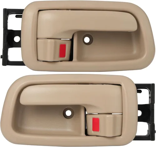 Vista 11 de Juego de 4 manijas de puerta interior con bisel (beige) compatible con Toyota Tundra 2000-2006 (solo cabinas estándar/extendidas), lado delantero