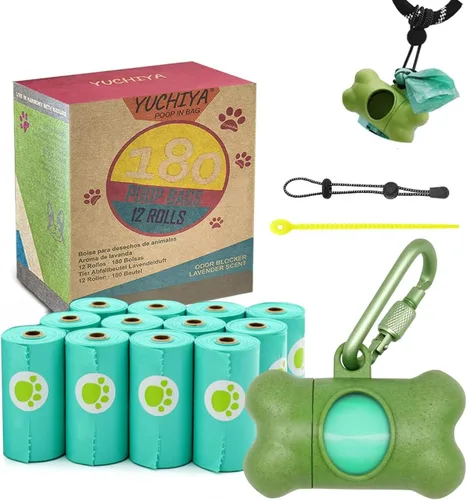 Vista 14 de Dispensador de bolsas de recogida de caca de perro con 1 rollo de color aleatorio, bolsas de residuos para perros a prueba de fugas y perfumadas