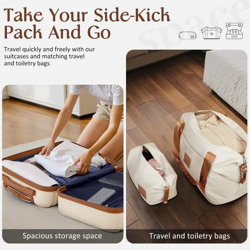 Vista 6 de Coolife Juego de maletas de equipaje Set de 3 maletas de equipaje Maletas de cabina con exterior rígido con bloqueo TSA y ruedas giratorias, Rosa