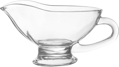 HIC Kitchen Bote de Salsa de Vidrio, Capacidad de 9 Onzas con Pico Sin Goteo y Mango Cómodo para Salsa, Au Jus, Aderezo, Comidas Festivas y