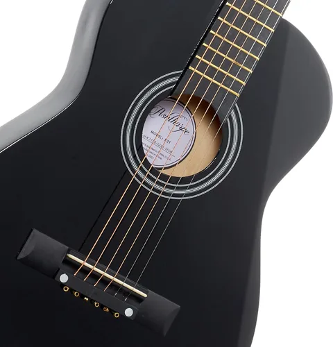Vista 2 de Ashthorpe - Paquete de guitarra acústica para principiantes de 30 pulgadas (negro), kit básico de inicio con bolsa de concierto, cuerdas, correa