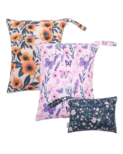 Vista 37 de ALVABABY 3 bolsas de pañales de tela para bebé de Halloween, impermeables, reutilizables, con dos bolsillos con cremallera, para viajes, playa