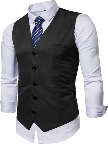 Vista 2 de AOYOG - Chaleco formal de negocios de hombres para traje o esmoquin