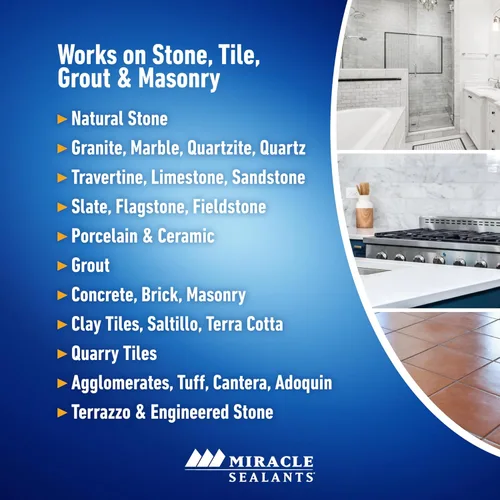 Vista 3 de Sellador penetrante avanzado Miracle Sealants 511 H2O Plus para encimeras, piedra, baldosas y lechada, galón