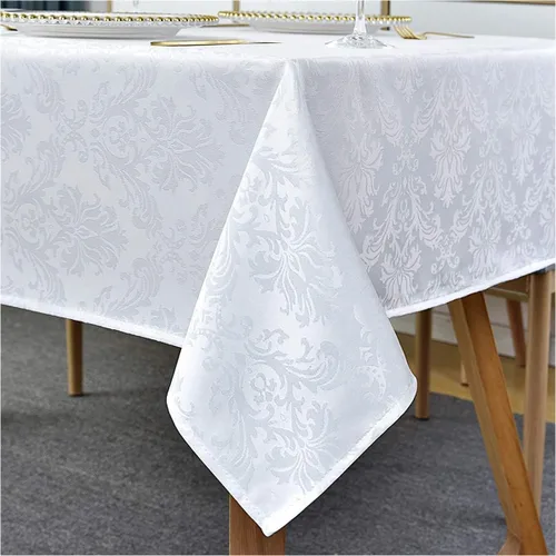 Vista 22 de Servilletas cuadradas de jacquard blanco, servilletas de poliéster suave resistentes a las arrugas con diseño damasco, servilletas de tela