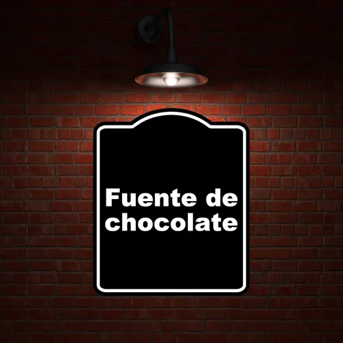 Vista 2 de Fuente de chocolate Spanish BLACK - Letrero compuesto de aluminio minimalista (15 x 18 pulgadas)