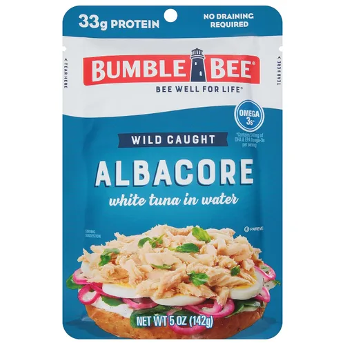 Vista 13 de Bumble Bee Lemon & Garlic Seasoned White Albacore Tuna in Water, 2.5 oz Pouch - Wild Caught Tuna - 15g Protein per Serving, High in Omega-3s