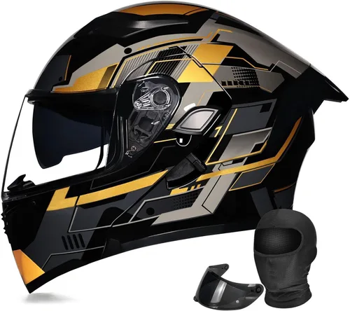 Vista 12 de Casco modular de motocicleta de cara completa aprobado por DOT con protector solar de doble visera, sistema de ventilación múltiple, forro lavable
