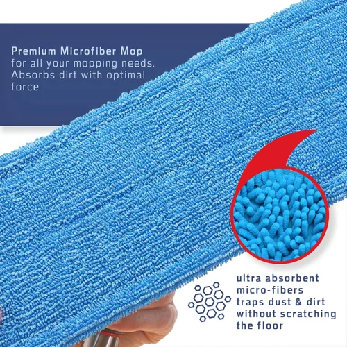 Vista 6 de Flex-EX - Trapeador plano para suelo de madera dura, laminado, baldosas con almohadillas de microfibra y fregado lavables y reutilizables de primera