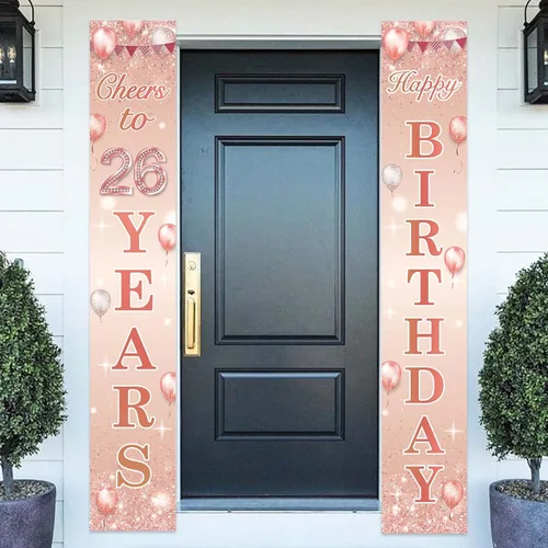 Vista 11 de Cartel de oro rosa con texto en inglés "Feliz cumpleaños" con texto en inglés "Cheers to 10 años", globos de confeti para decoración temática