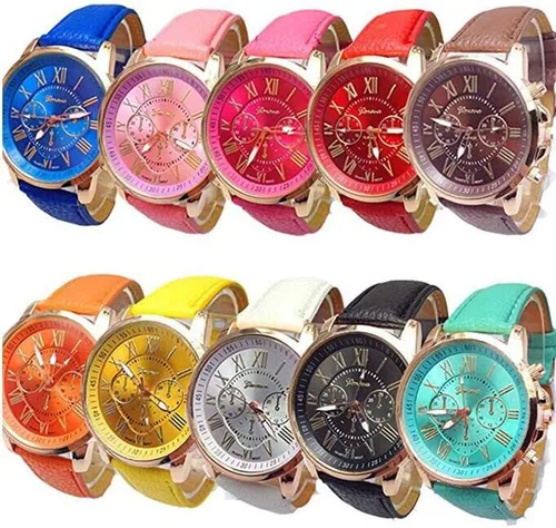 Relojes al por mayor 10 Pack Moda Señoras Mujeres PU Cuero Surtido Reloj de Pulsera Conjunto Números Romanos Cuarzo Analógico para Hombres Unisex,