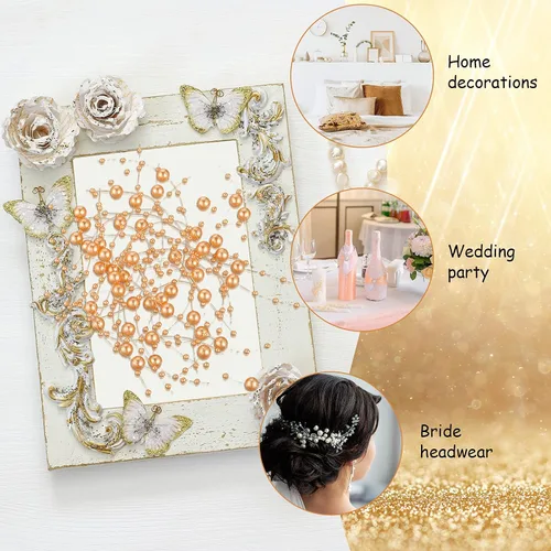 Vista 6 de Nuanchu 50 piezas de cadena de perlas artificiales para velas flotantes de 6 pulgadas, relleno de jarrón de perlas flotantes, centro de mesa