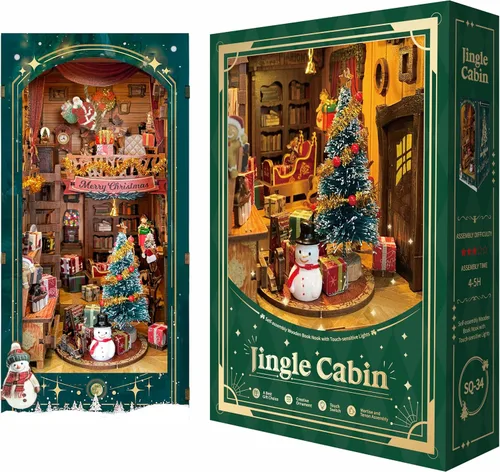 Vista 10 de Kit de rincón de libros mágico - Kit de casa de muñecas en miniatura DIY para adultos y adolescentes, rompecabezas de madera 3D para estantería Azul