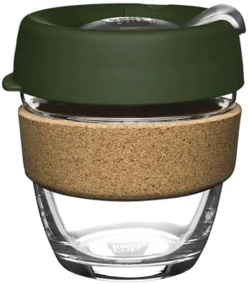 Vista 8 de KeepCup Brew Cork - Taza de café reutilizable de vidrio templado y corcho natural, M 12 oz/340 ml - Negro