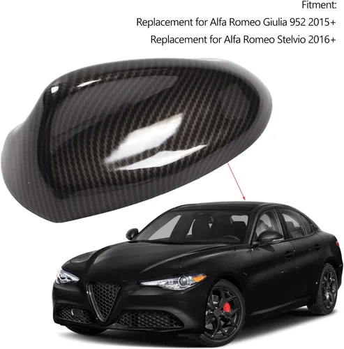 Vista 3 de Fydun Antena de coche de tiburón forma de aleta cubierta de fibra de carbono 6.890 in largo techo cubierta aérea reemplazo para Giulia 952 2015+