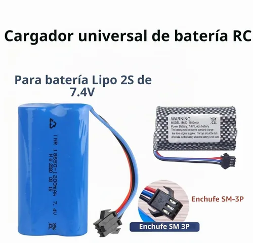 Vista 3 de Aliwisdom Cable universal de cargador de batería RC con enchufe SM-3 Pin para batería Lipo de 7.4V 2S, compatible con RC