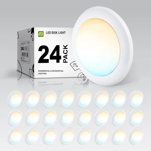 Vista 11 de ASD Paquete de 12 luces LED de disco de 4 pulgadas, 10 W 5CCT 2700 K-5000 K 685 lm CRI90+, luminaria de techo de montaje empotrado regulable